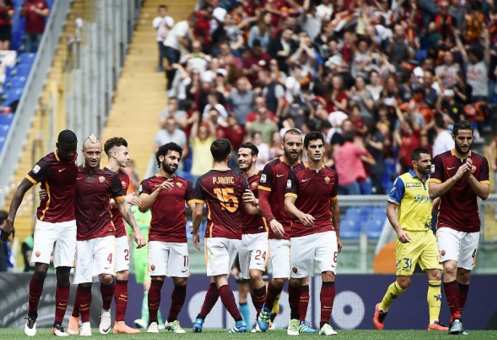 roma-chievo_rudiger nainggolan el shaarawy salah pjanic florenzi perotti de rossi manolas gol esultanza squadra