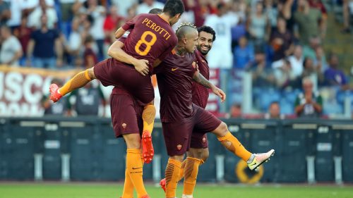 1roma-udinese-perotti dzeko salah nainggolan gol esultanza