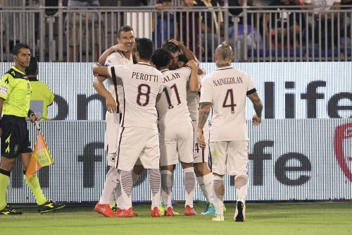cagliari-roma-strootman salah nainggolan perotti dzeko gol esultanza