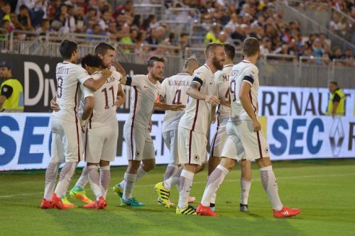 cagliari-roma-strootman salah perotti florenzi de rossi dzeko gol esultanza