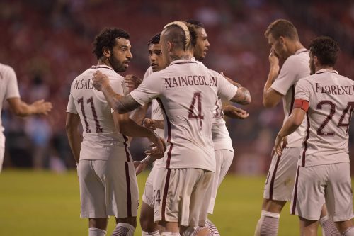 roma liverpool esultanza nainggolan salah florenzi