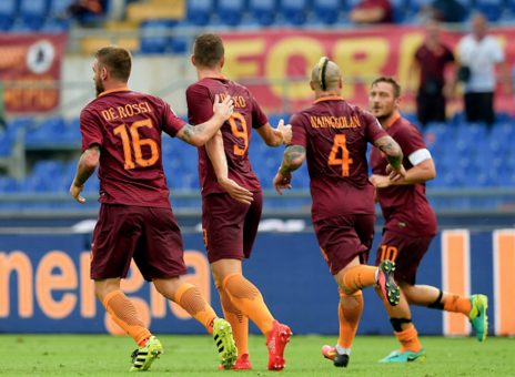 roma-sampdoria_ de rossi totti dzeko nainggolan gol esultanza