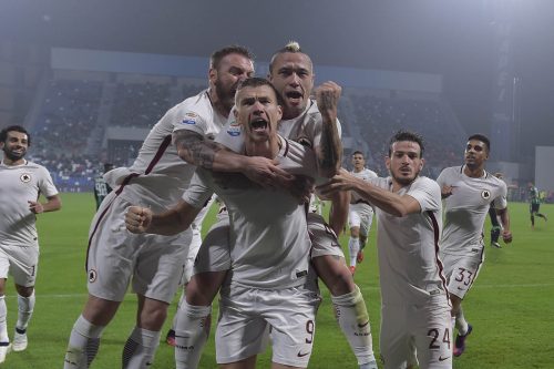1sassuolo-roma-florenzi-emerson-palmieri-salah-de-rossi-nainggolan-dzeko-gol-esultanza