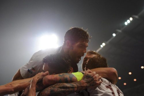 sassuolo-roma-fazio-paredes-de-rossi-dzeko-gol-esultanza