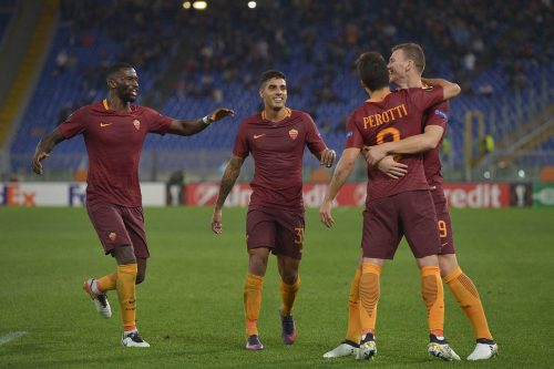 2roma-viktoria-plzen-perotti-dzeko-rudiger-emerson-palmieri-gol-esultanza