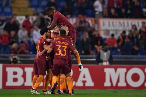 Foto Alfredo Falcone - LaPresse24/11/2016 Roma ( Italia)Sport CalcioRoma - Vik. Plzen Girone EEuropa League 2016 2017 - Stadio Olimpico di RomaNella foto:esultanza romaPhoto Alfredo Falcone - LaPresse24/11/2016 Roma (Italy)Sport SoccerRoma - Vik. Plzen Round EEurope League 2016 2017 - Olimpico Stadium of RomaIn the pic:roma celebrates