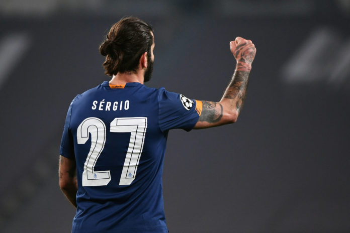 Sergio Oliveira of FC Porto celebrates after scoring on penalty the goal of 0-1 during the Champions League round of 16