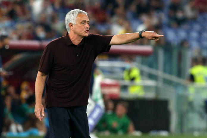 Italy: AS Roma vs US Sassuolo Rome, Italy September 12 2021. Jose Mourinho reacts during the Serie A TIM match between A