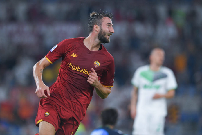 AS Roma v Sassuolo Calcio - Serie A Bryan Cristante of AS Roma celebrates after scoring first goal during the Serie A ma