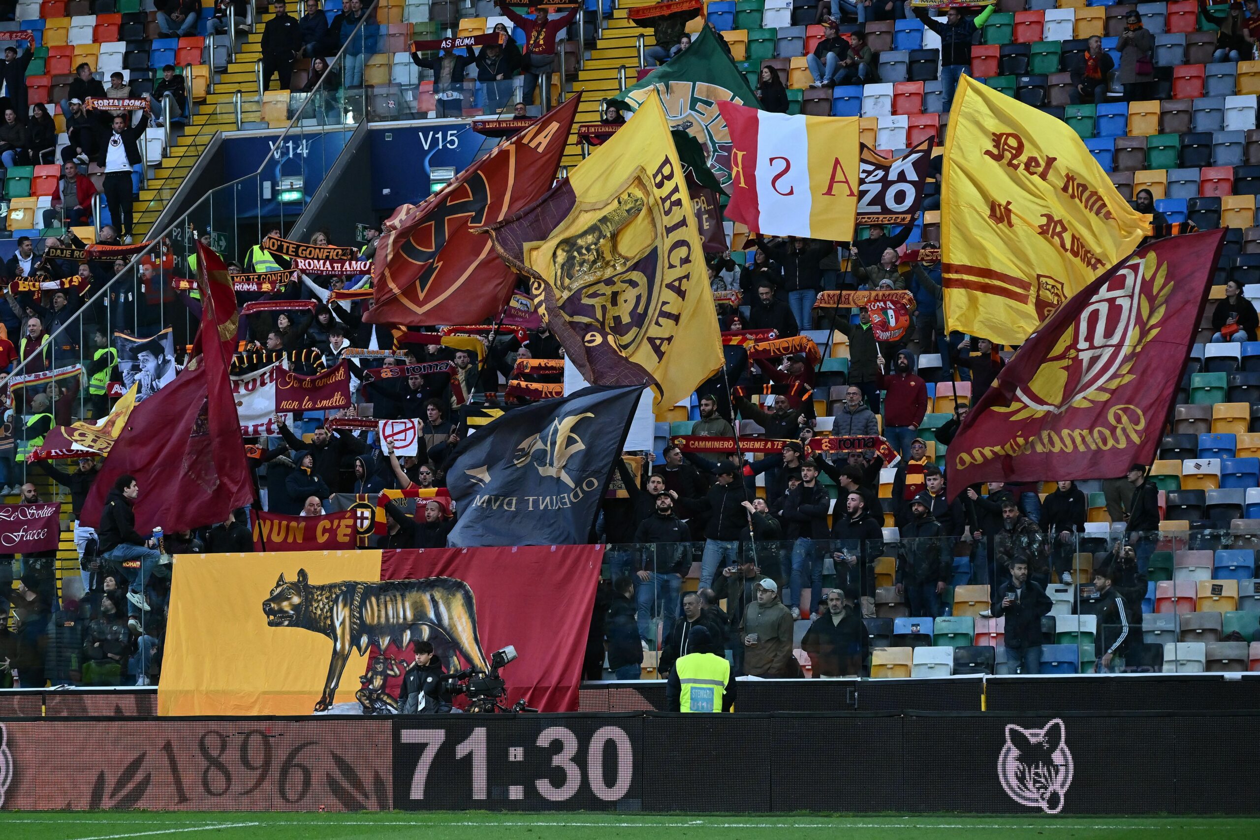 La Roma a Udine coi tifosi