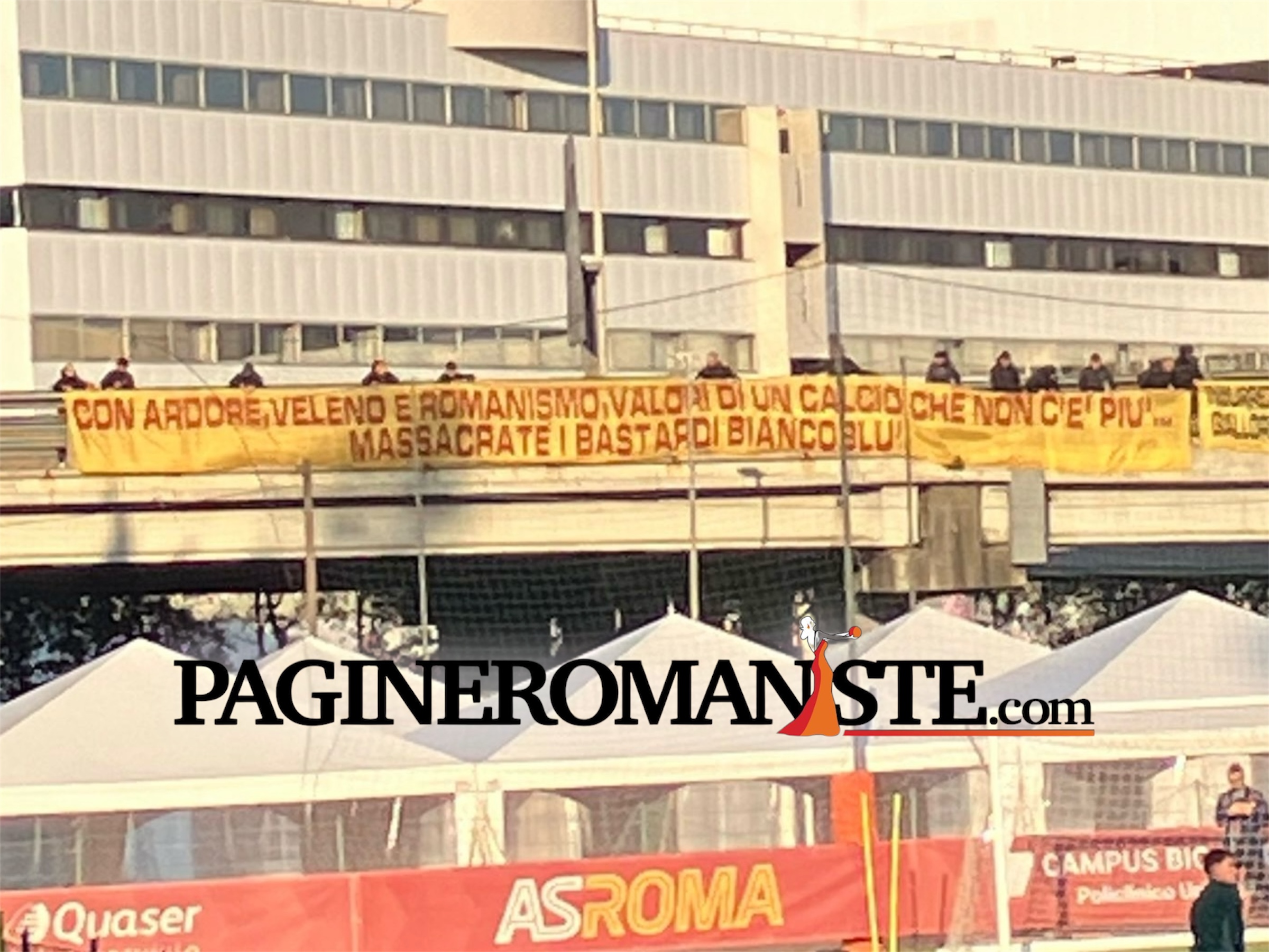 Tre Fontane, la carica dei tifosi per il derby: “Con veleno e romanismo massacrate i bast**di biancoblù” – FOTO